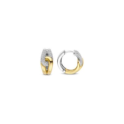 Boucles d'oreilles Ti Sento en argent doré et oxyde de zirconium