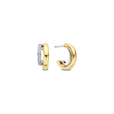 Boucles d'oreilles Ti Sento en argent doré et oxyde de zirconium