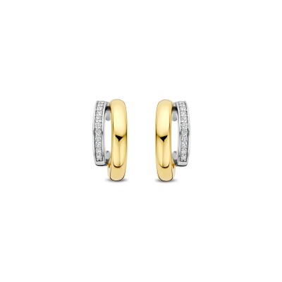 Boucles d'oreilles Ti Sento en argent doré et oxyde de zirconium