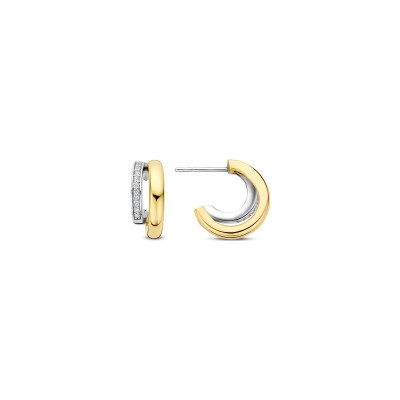 Boucles d'oreilles Ti Sento en argent doré et oxyde de zirconium