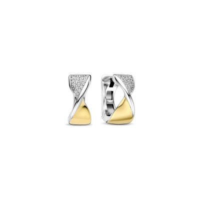 Boucles d'oreilles Ti Sento en argent doré et oxyde de zirconium