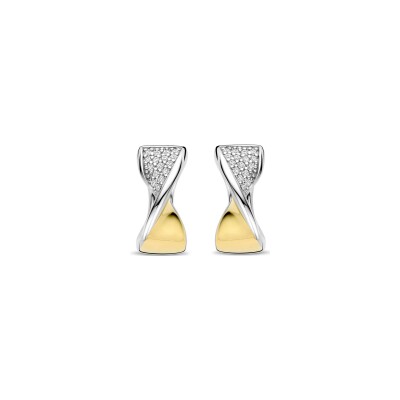Boucles d'oreilles Ti Sento en argent doré et oxyde de zirconium