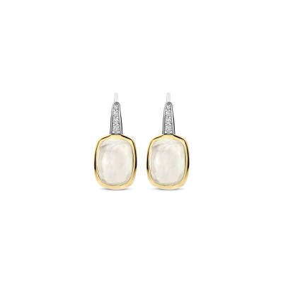 Boucles d'oreilles Ti Sento en argent doré et cristal synthétique