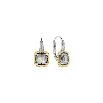 Boucles d'oreilles Ti Sento en argent doré et cristal synthétique