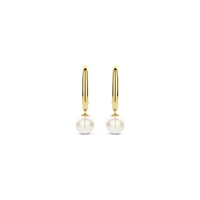Boucles d'oreilles Ti Sento en argent doré et perle d'imitation