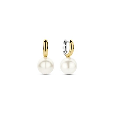 Boucles d'oreilles Ti Sento en argent doré et perle d'imitation