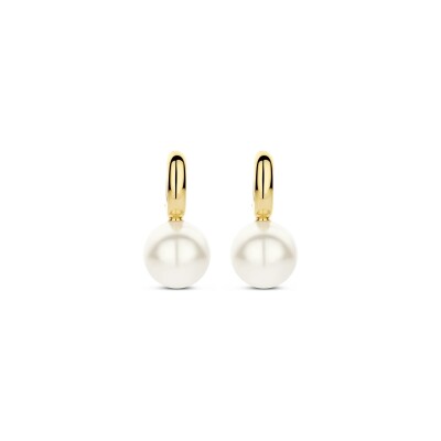 Boucles d'oreilles Ti Sento en argent doré et perle d'imitation