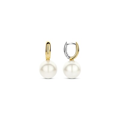 Boucles d'oreilles Ti Sento en argent doré et perle d'imitation