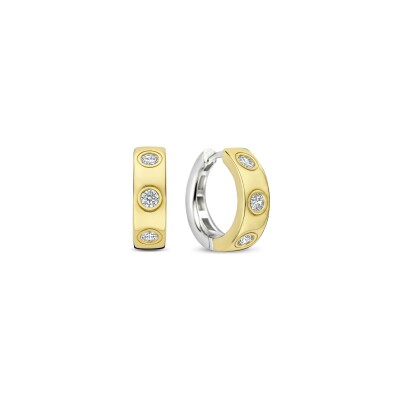 Boucles d'oreilles Ti Sento en argent doré et oxyde de zirconium