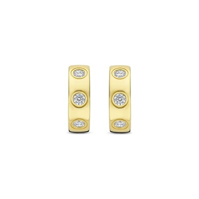 Boucles d'oreilles Ti Sento en argent doré et oxyde de zirconium