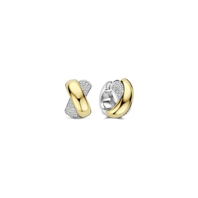 Boucles d'oreilles Ti Sento en argent doré et oxyde de zirconium