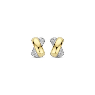 Boucles d'oreilles Ti Sento en argent doré et oxyde de zirconium