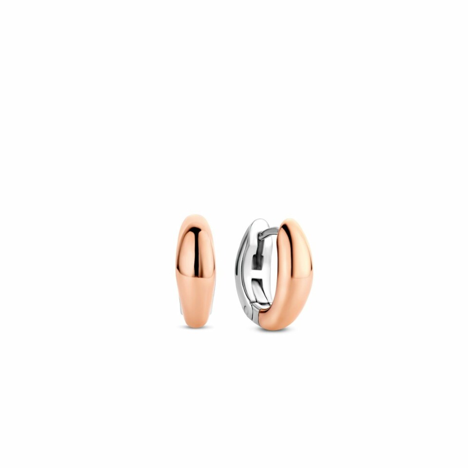 Boucles d'oreilles Ti Sento en argent doré rose, anneaux allongés, petit modèle