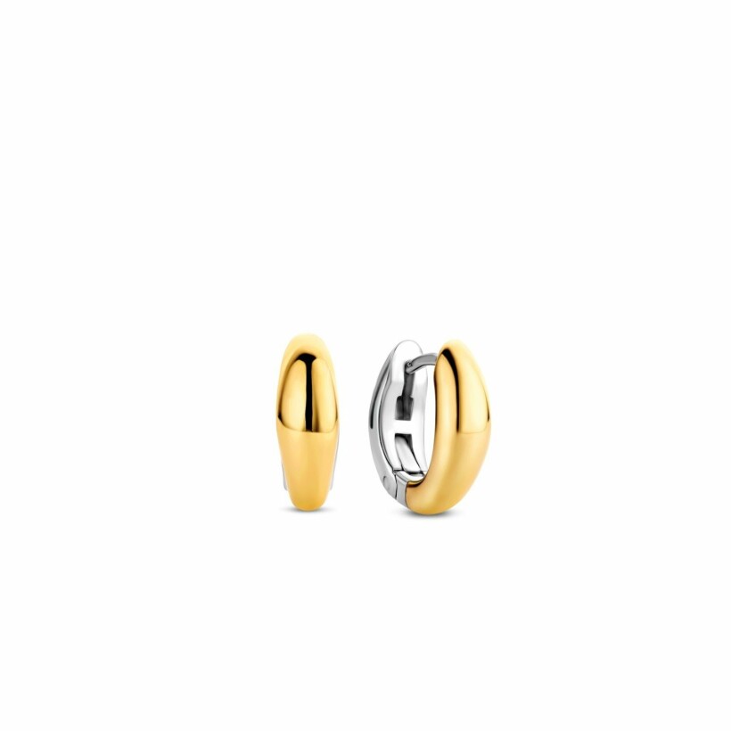 Boucles d'oreilles Ti Sento en argent doré, anneaux allongés, petit modèle