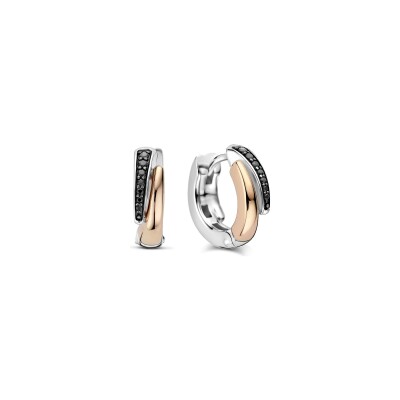 Boucles d'oreilles Ti Sento en argent plaqué or rose et oxyde de zirconium