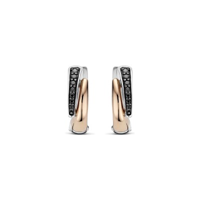 Boucles d'oreilles Ti Sento en argent plaqué or rose et oxyde de zirconium