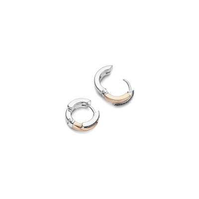 Boucles d'oreilles Ti Sento en argent plaqué or rose et oxyde de zirconium