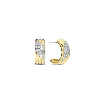 Boucles d'oreilles Ti Sento en argent doré et oxyde de zirconium