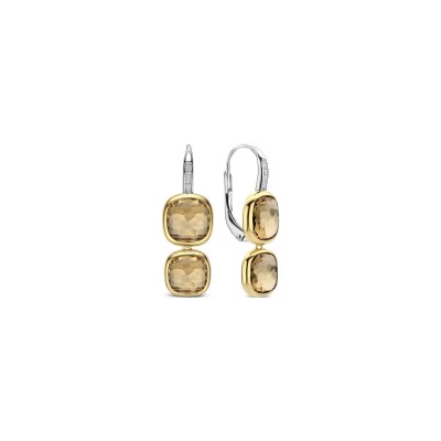 Boucles d'oreilles pendantes Ti Sento en argent doré et oxydes de zirconium