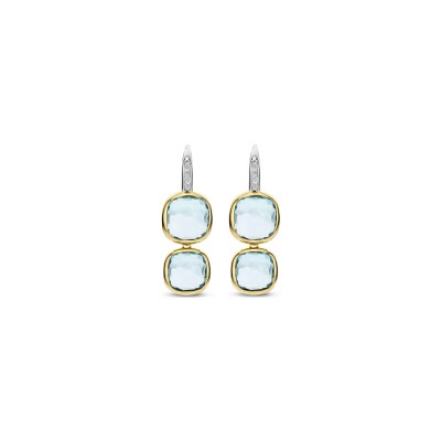 Boucles d'oreilles Ti Sento en argent doré et oxyde de zirconium