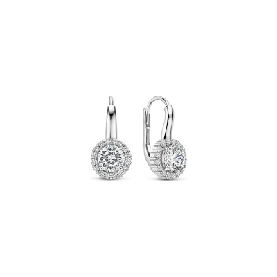 Boucles d'oreilles Ti Sento en argent plaqué platine et oxyde de zirconium