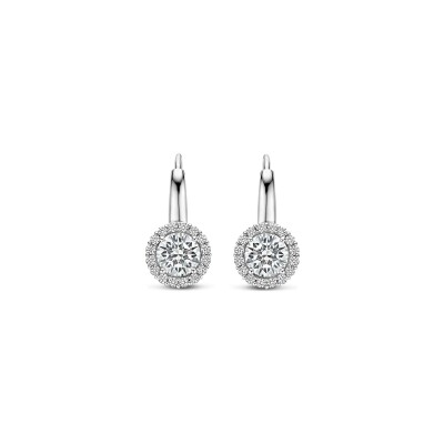 Boucles d'oreilles Ti Sento en argent plaqué platine et oxyde de zirconium