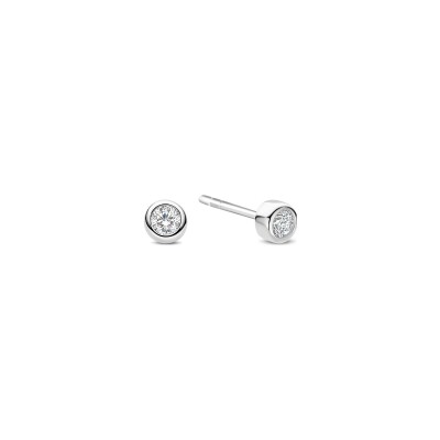 Boucles d'oreilles Ti Sento en argent plaqué platine et oxyde de zirconium