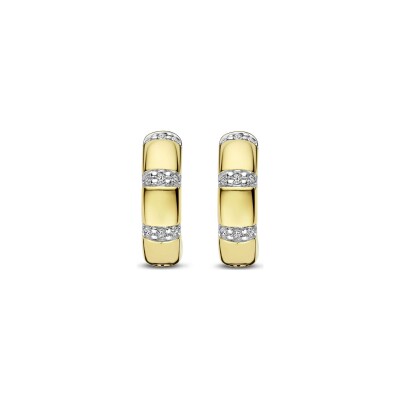 Boucles d'oreilles Ti Sento en argent doré et oxyde de zirconium