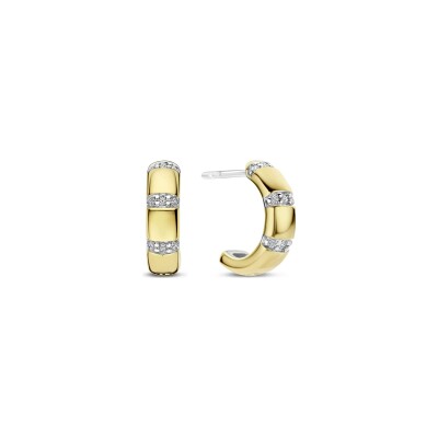 Boucles d'oreilles Ti Sento en argent doré et oxyde de zirconium