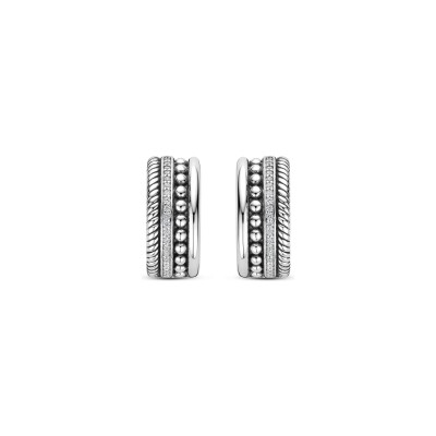 Boucles d'oreilles Ti Sento en argent plaqué platine et oxyde de zirconium