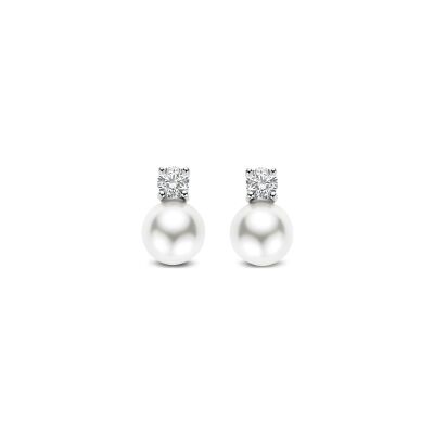 Boucles d'oreilles Ti Sento en argent plaqué platine et perle d'imitation