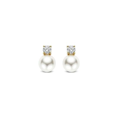 Boucles d'oreilles Ti Sento en argent doré et perle d'imitation