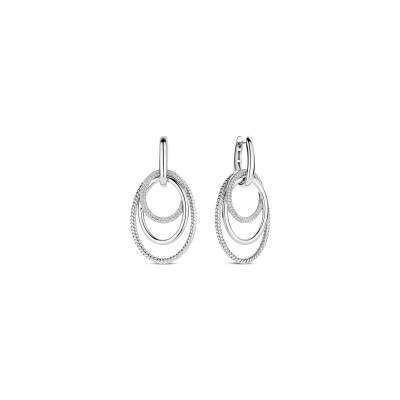 Boucles d'oreilles Ti Sento en argent plaqué platine et oxyde de zirconium
