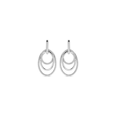 Boucles d'oreilles Ti Sento en argent plaqué platine et oxyde de zirconium