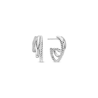 Boucles d'oreilles Ti Sento en argent plaqué platine et oxyde de zirconium
