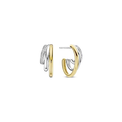 Boucles d'oreilles Ti Sento en argent doré et oxyde de zirconium