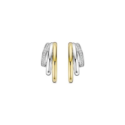 Boucles d'oreilles Ti Sento en argent doré et oxyde de zirconium