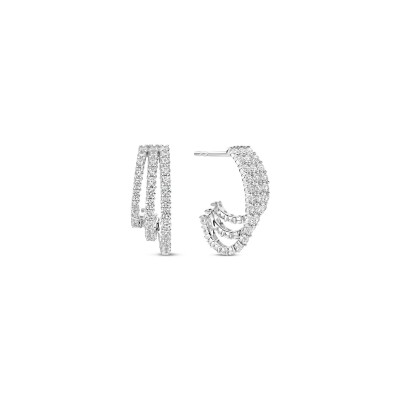 Boucles d'oreilles Ti Sento en argent plaqué platine et oxyde de zirconium