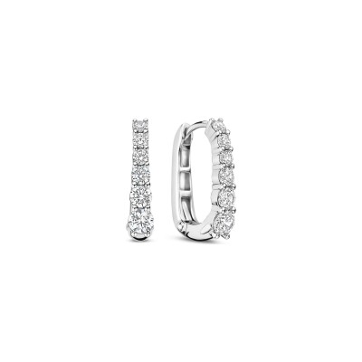 Boucles d'oreilles Ti Sento en argent plaqué platine et oxyde de zirconium