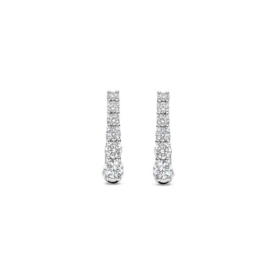 Boucles d'oreilles Ti Sento en argent plaqué platine et oxyde de zirconium
