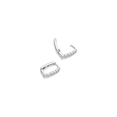 Boucles d'oreilles Ti Sento en argent plaqué platine et oxyde de zirconium