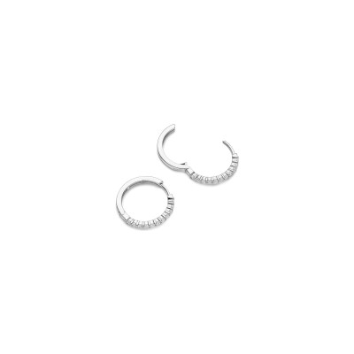 Boucles d'oreilles Ti Sento en argent plaqué platine et oxyde de zirconium