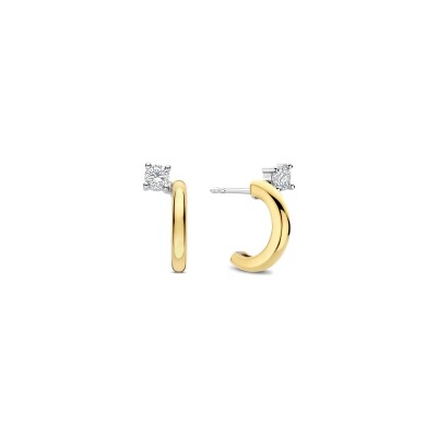 Puces d'oreilles Ti Sento en argent doré et oxydes de zirconium