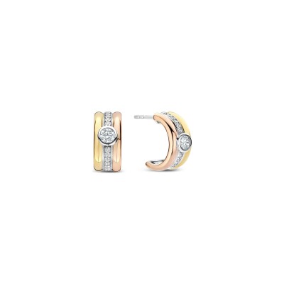 Puces d'oreilles Ti Sento en argent plaqué platine et oxydes de zirconium