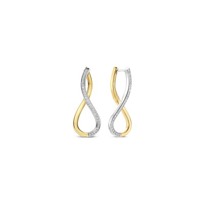 Boucles d'oreilles pendantes Ti Sento en argent doré et oxydes de zirconium