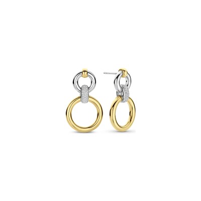 Boucles d'oreilles pendantes Ti Sento en argent doré et oxydes de zirconium