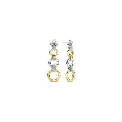 Boucles d'oreilles pendantes Ti Sento en argent doré et oxydes de zirconium