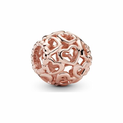 Charm Pandora People parsemé de coeurs en métal doré rose