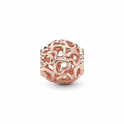 Charm Pandora People parsemé de coeurs en métal doré rose