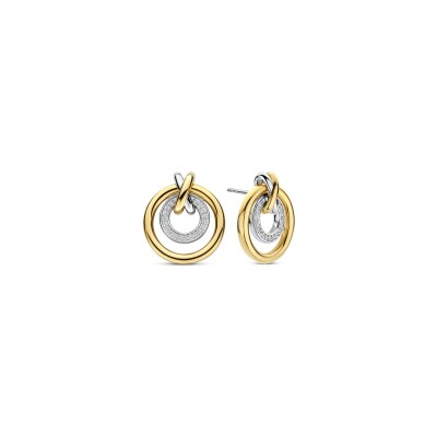 Puces d'oreilles Ti Sento en argent doré et oxydes de zirconium